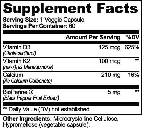 Bone & Heart Support Supplement – Calcium, Vitamin K2 & Magnesium Blend