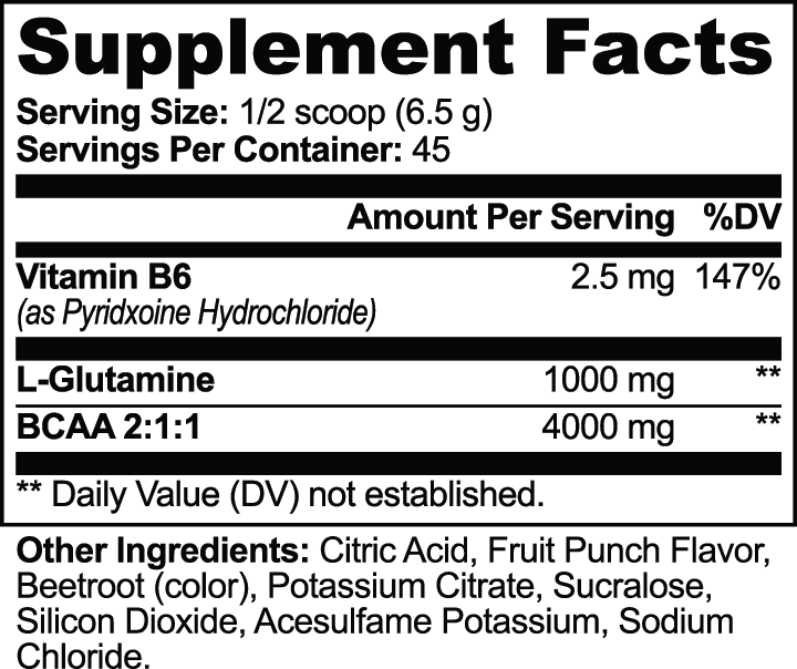 BCAA Shock Powder – Fruit Punch Flavor Intra-Workout Amino Acid Blend